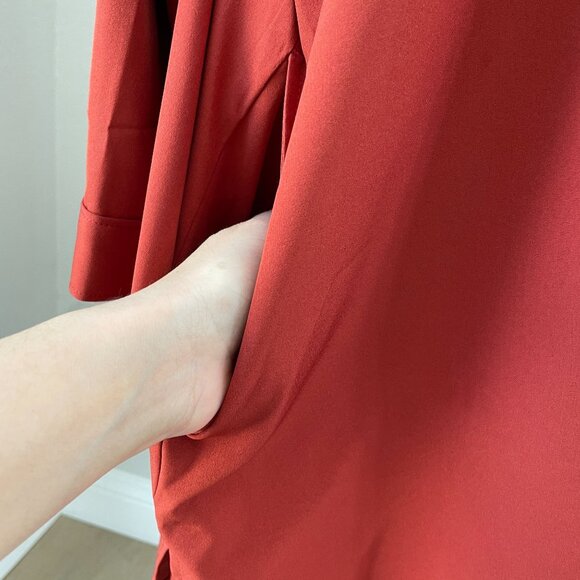 Susan Graver Woman Plus 4XP Rust Button Up Tunic Top Shirt Pockets Long Sleeve - Picture 6 of 10